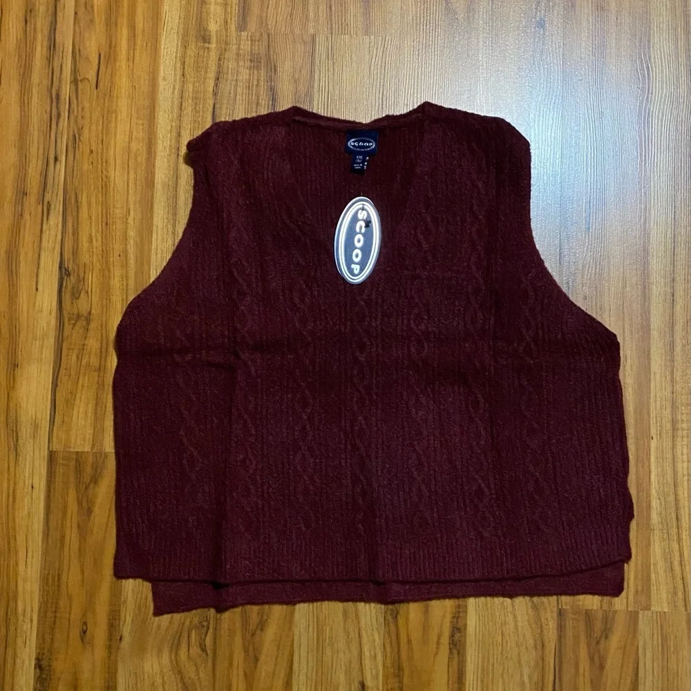 Scoop Women's Sleeveless V-Neck Cable Knit Cropped Sweater Vest Size XXL - Picture 2 of 11